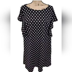 Lane Bryant black & white polka dot dress Flutter sleeves plus size 18/20